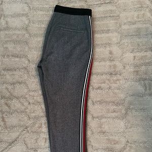 Zara Crop Pants Stretch Size Small - Gray Pants with Red, Black & White Stripes